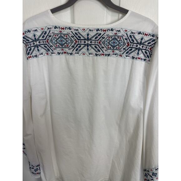 Chico’s White Embroidered 3/4 Sleeve Tunic Top Size 3 XL 16/18 Boho Cotton - Picture 5 of 8